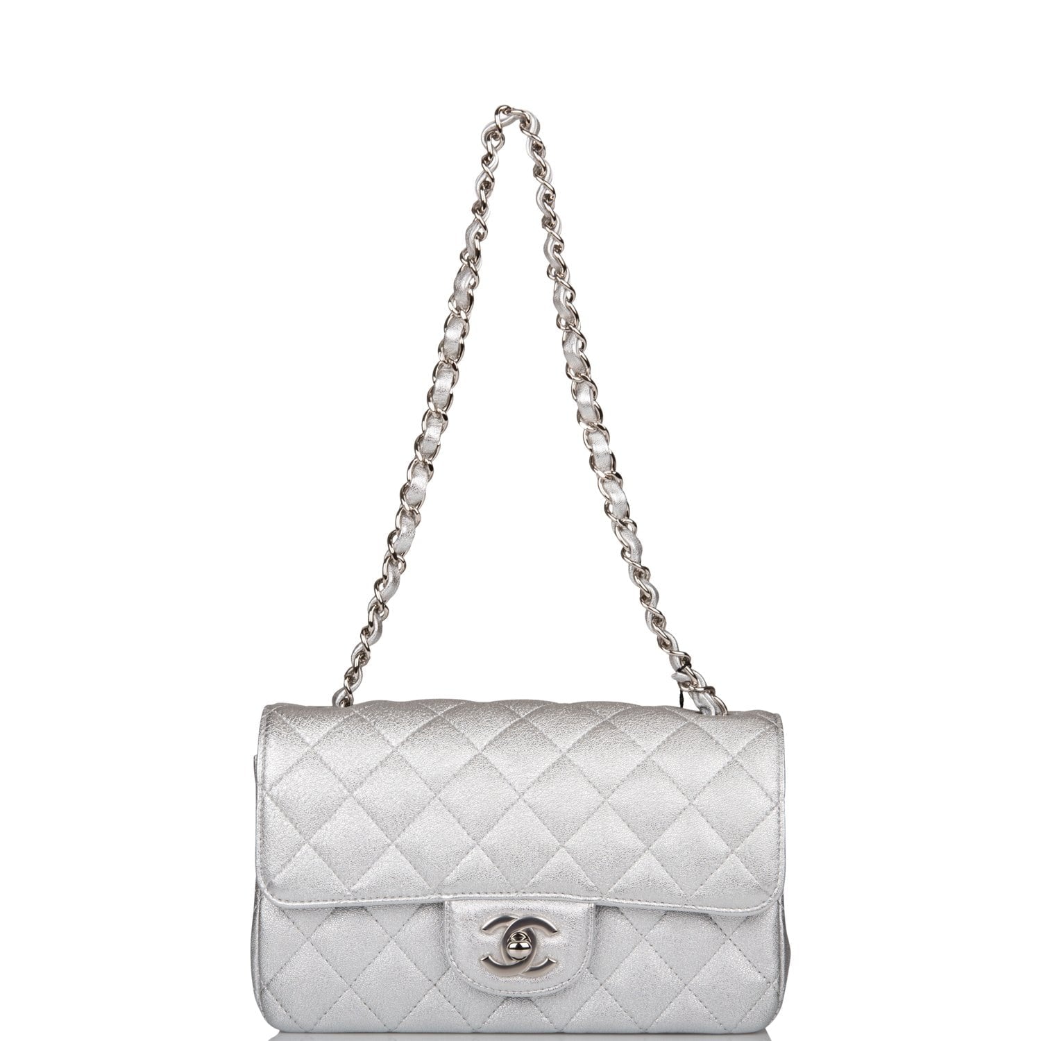 Chanel Silver Quilted Lambskin Rectangular Mini Classic Flap Bag Silver ...