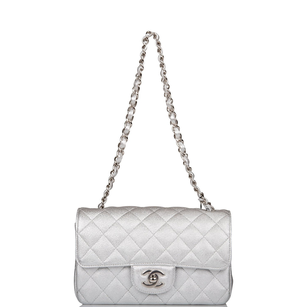 Chanel Top Handle Mini Rectangular Flap Bag Silver Caviar Silver Hardw –  Coco Approved Studio