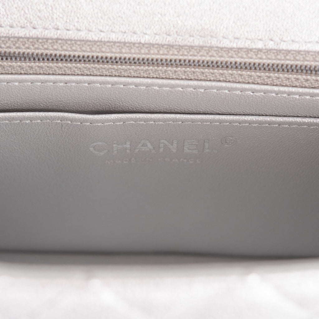 Chanel Silver Quilted Lambskin New Mini Classic Flap Bag – FashionsZila