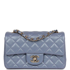 Chanel Mini Rectangular Flap Bag Light Purple Iridescent Quilted Lambskin Light Gold Hardware