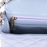 Chanel Mini Rectangular Flap Bag Light Purple Iridescent Quilted Lambskin Light Gold Hardware