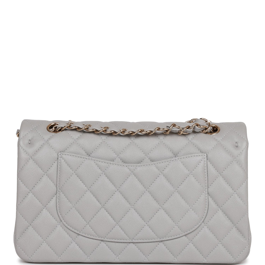 Chanel Caviar Quilted Flap Card Holder Grey Gold Hardware 21A