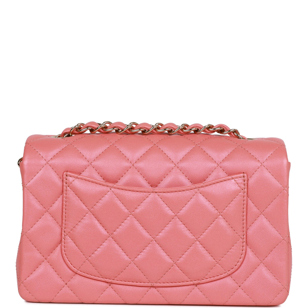 Chanel Rose Quilted Washed Lambskin Leather Classic Mini Flap Bag