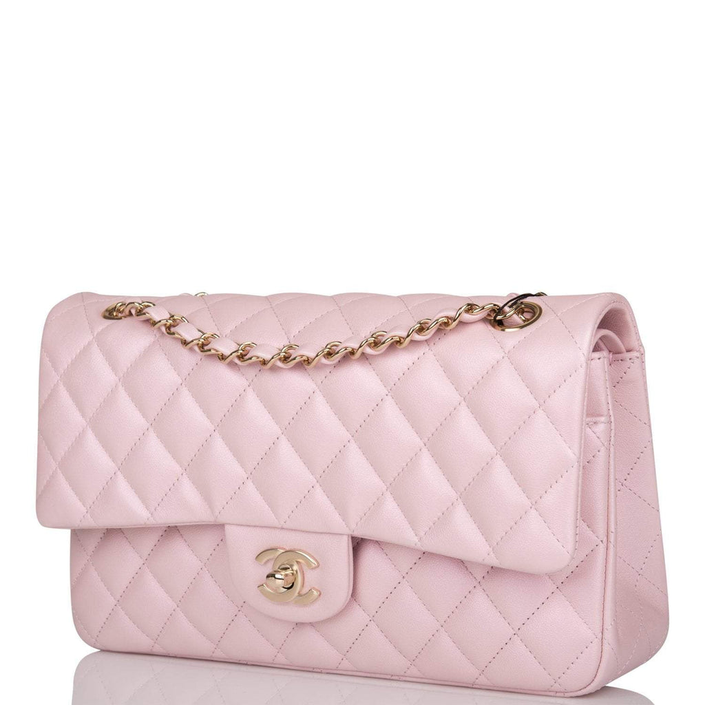 Chanel Pink Iridescent Quilted Lambskin Medium Classic Double Flap –  Madison Avenue Couture