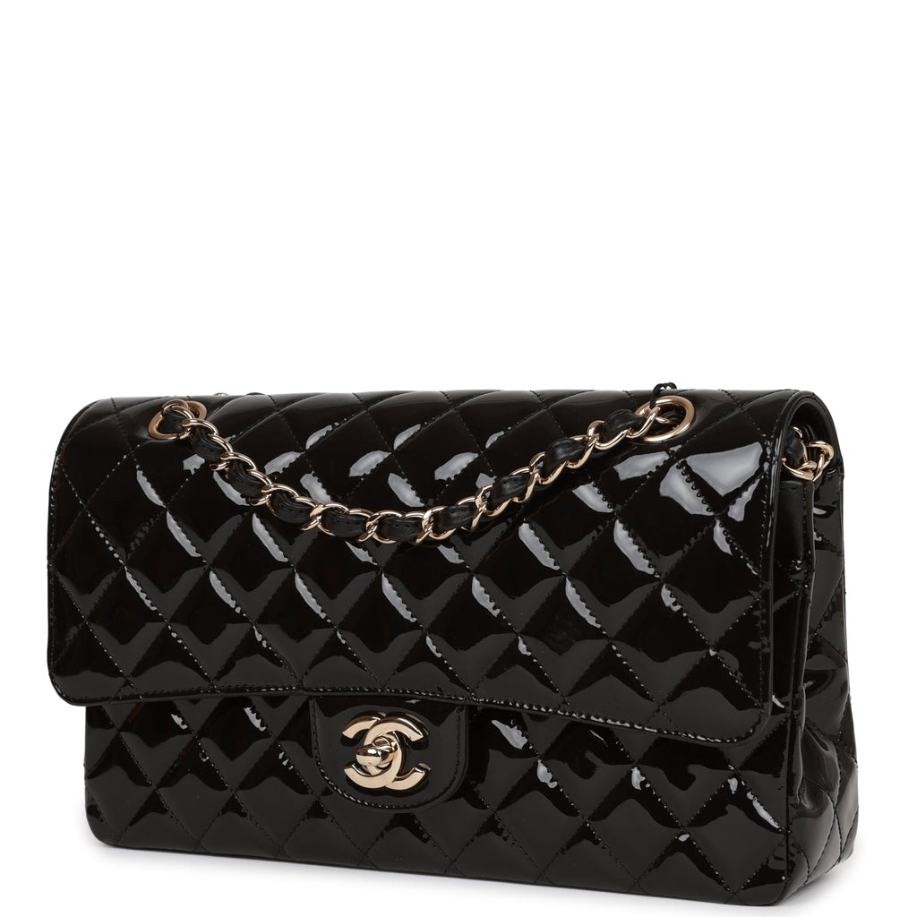 Black Patent Medium Classic Double Flap Bag – Madison Avenue Couture