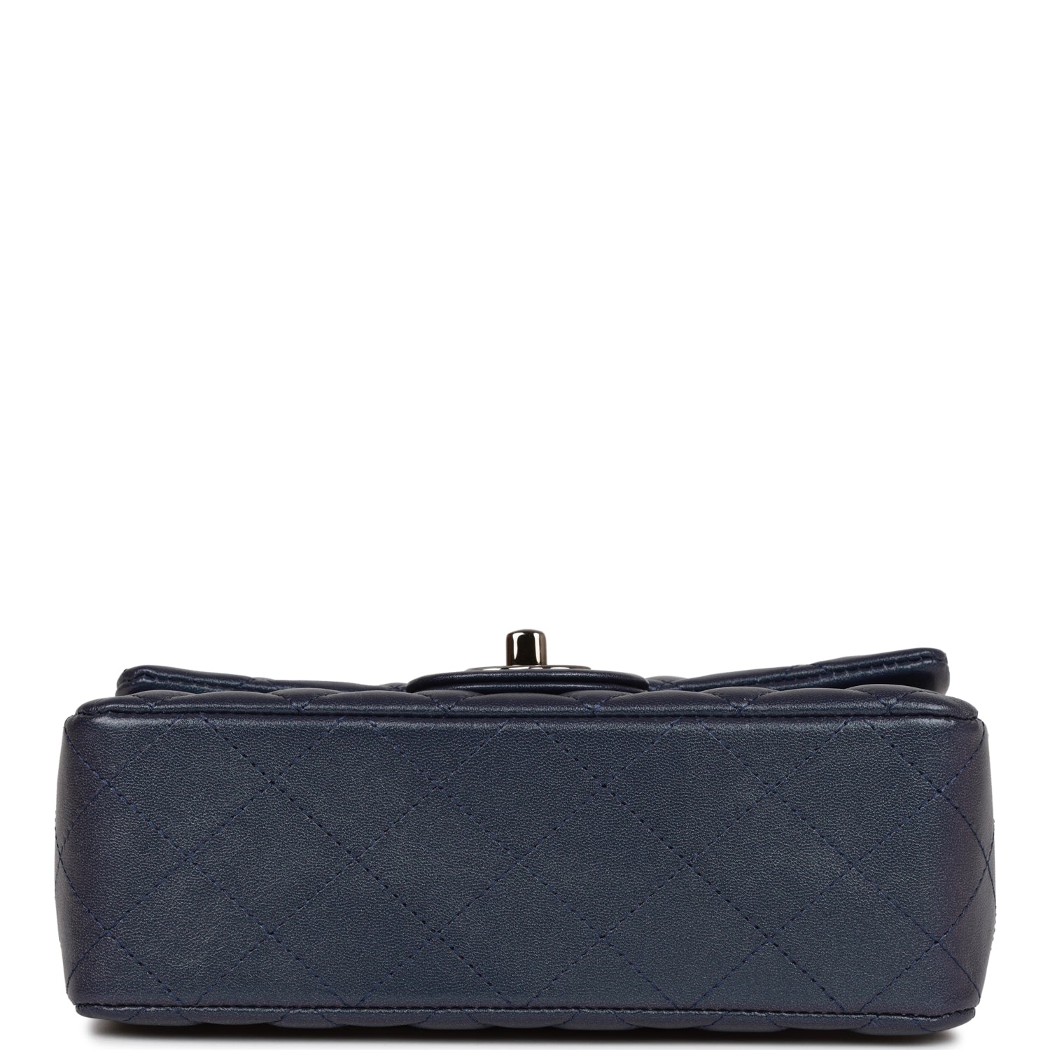 Chanel Navy Lambskin Rectangular Mini Classic Flap Light Gold Hardware