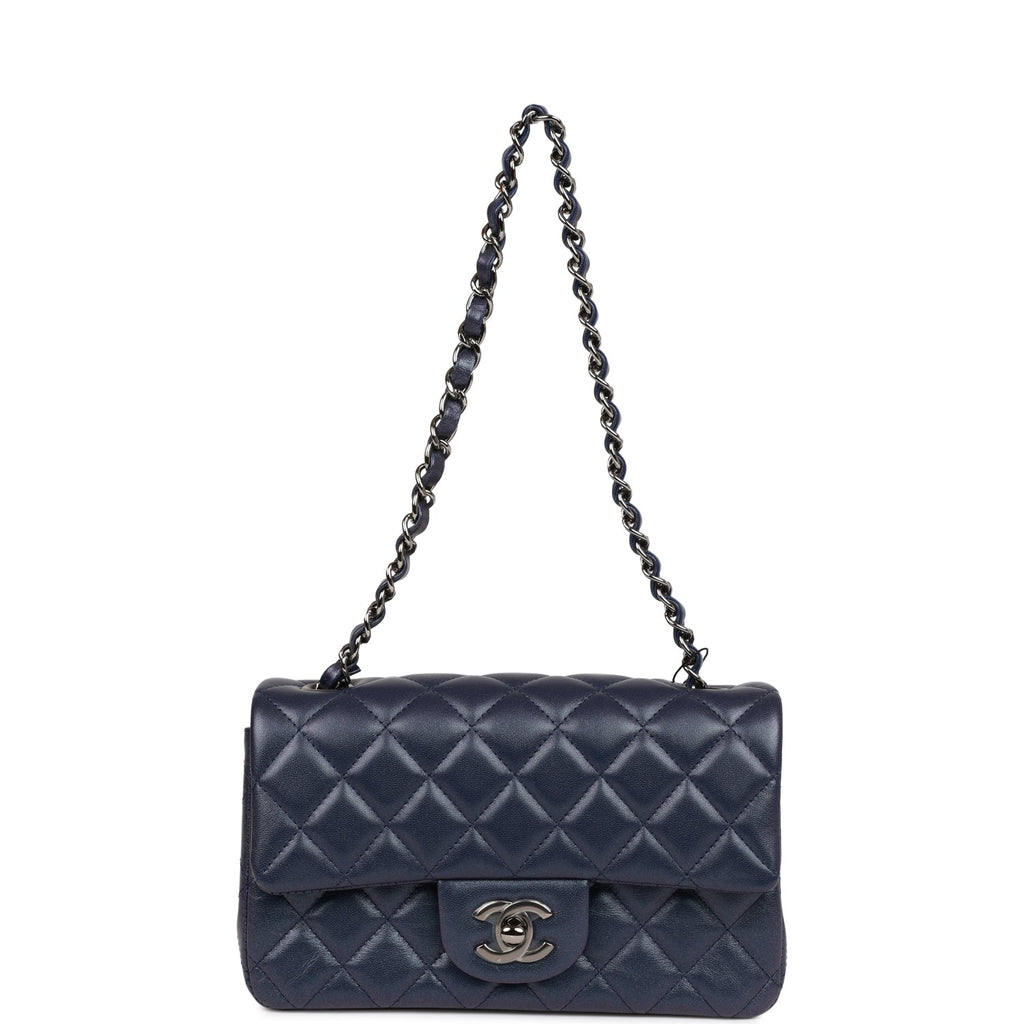 Chanel Classic Flap Bag in Blue-Purple Iridescent Metallic Lambskin and  Ruthenium Hardware, Sprin…