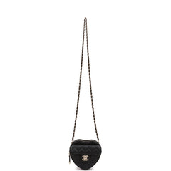 Chanel CC In Love Heart Clutch with Chain Black Lambskin Light Gold Hardware
