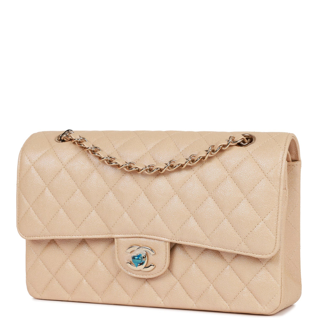 Chanel Iridescent Caviar Quilted Medium Double Flap Green