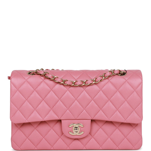 Chanel Pink Caviar Skin Medium Classic Double Flap Bag SHW 69740