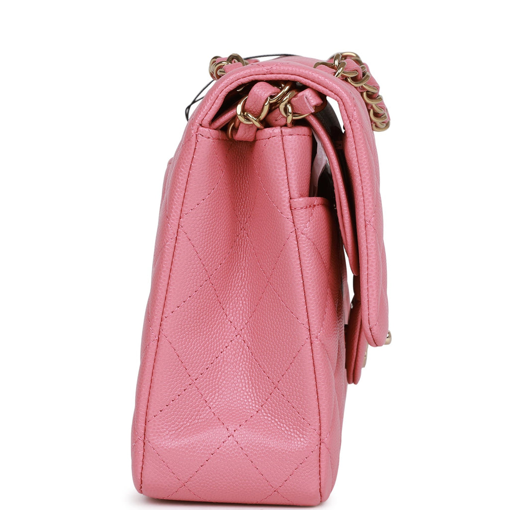 Chanel Pink Caviar Medium Classic Double Flap Bag Light Gold