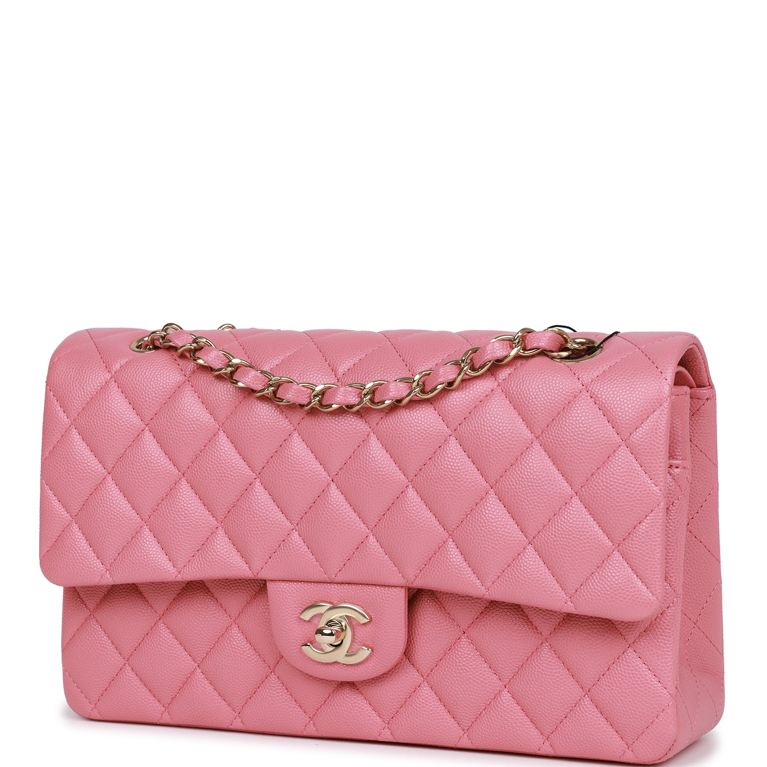 Chanel Dark Pink Caviar Medium Double Flap Bag Light Gold Hardware ...