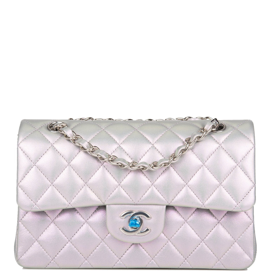 Iridescent Chanel Sheepskin Chanel Mini Square Pearl Flap Bag