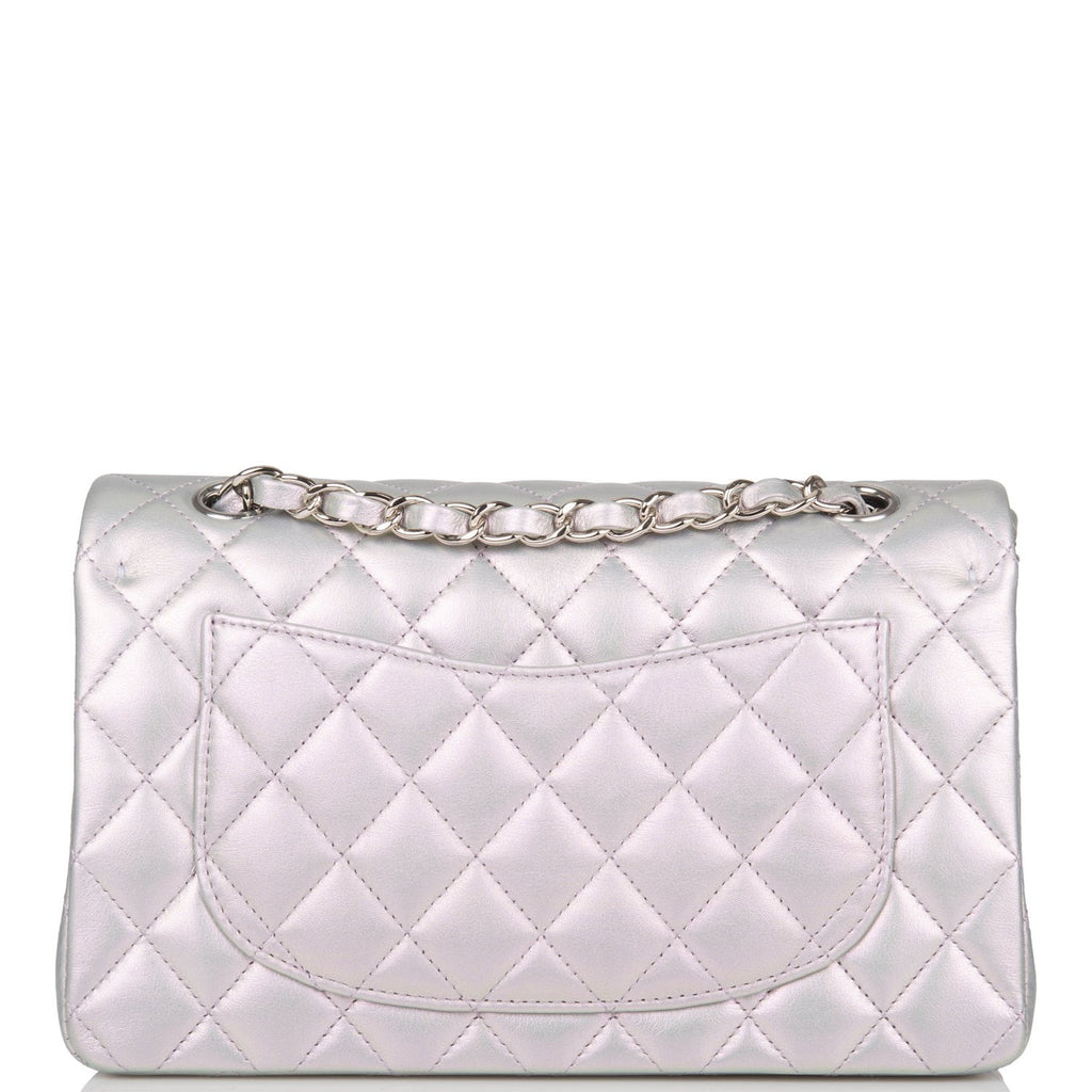 Chanel Purple Iridescent Quilted Lambskin Small Classic Double Flap Bag  Silver Hardware – Madison Avenue Couture