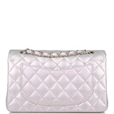 Chanel Small Classic Double Flap Bag Purple Iridescent Lambskin Silver Hardware