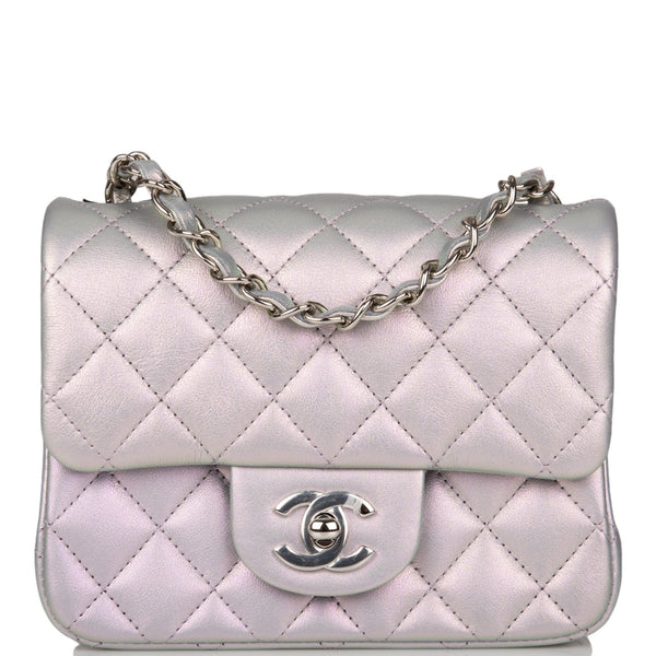 Chanel Lavender Iridescent Quilted Lambskin Square Mini Classic Flap Silver  Hardware – Madison Avenue Couture