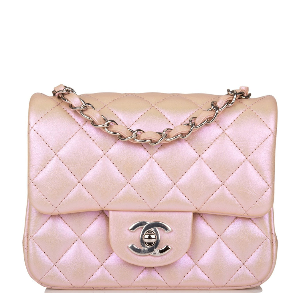 Chanel Pink Iridescent Quilted Lambskin Square Mini Classic Flap