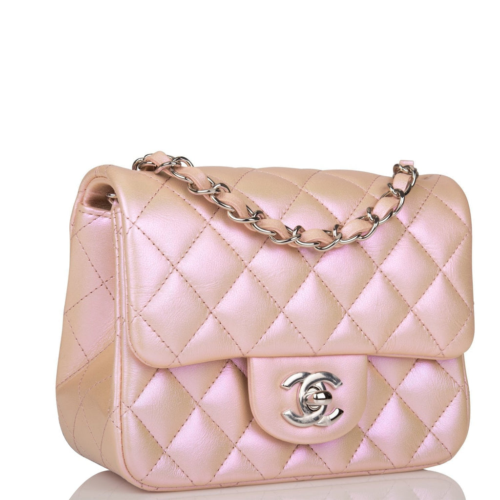 Chanel Pink Iridescent Quilted Lambskin Square Mini Classic Flap Silver  Hardware – Madison Avenue Couture