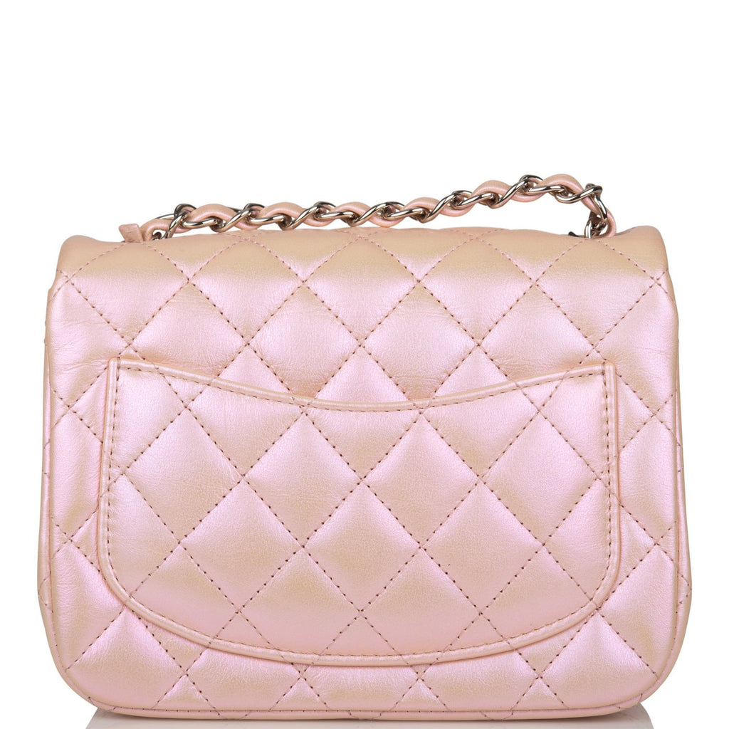 Chanel Light Blue Iridescent Quilted Calfskin Square Mini Classic