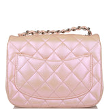 Chanel Pink Iridescent Quilted Lambskin Square Mini Classic Flap Silver ...