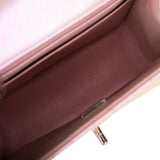 Chanel Mini Square Flap Bag Pink Iridescent Lambskin Silver Hardware
