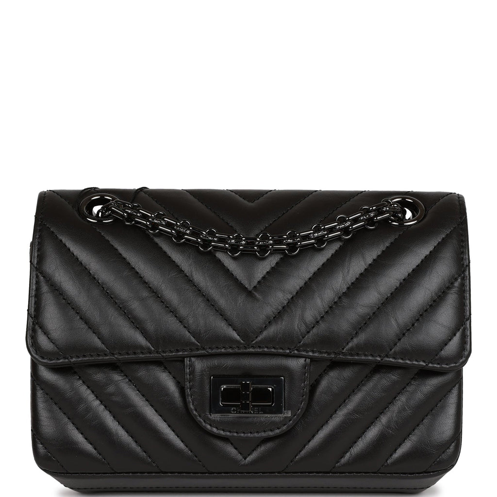 Chanel Mini Reissue SO Black Chevron Calfskin Black Hardware