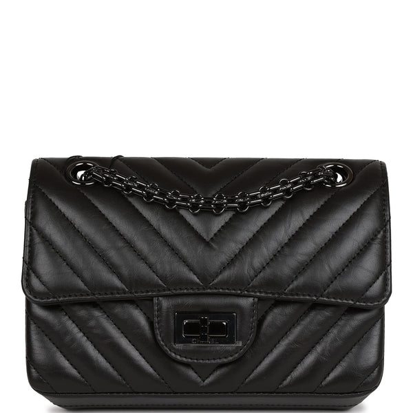 Chanel Mini Reissue 2.55 SO Black Chevron Calfskin Black Hardware ...