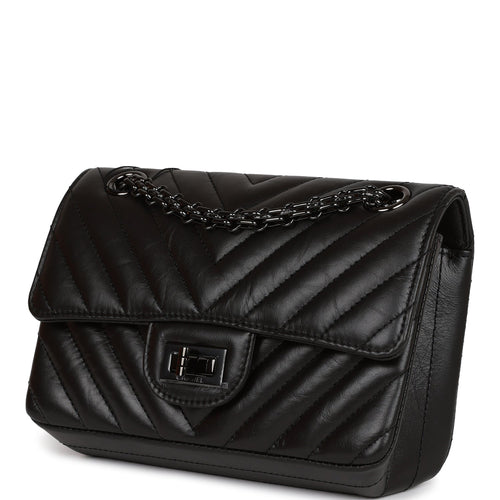 Chanel Mini Reissue 2.55 SO Black Chevron Calfskin Black Hardware