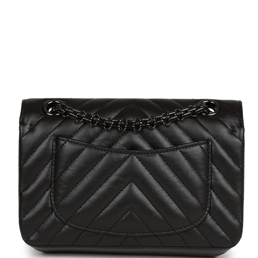 Chanel Mini Reissue 2.55 SO Black Chevron Calfskin Black Hardware – Madison  Avenue Couture