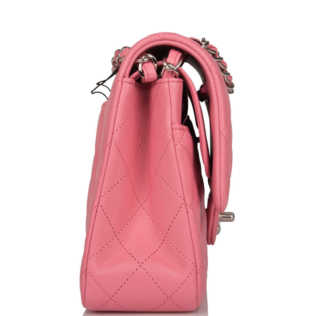 Pink Quilted Caviar Medium Classic Double Flap Bag Silver Hardware