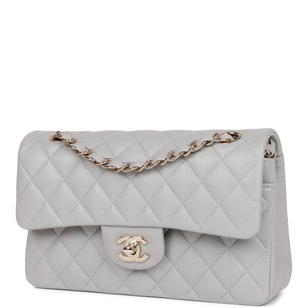 Chanel Light Gray Caviar 10inch 2.55 Double Flap Classic Shoulder Bag For  Sale at 1stDibs