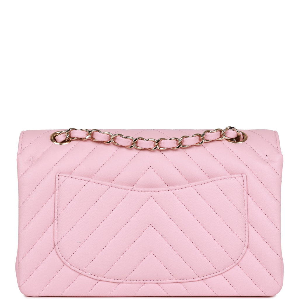 Chanel Pink Chevron Wrinkled Lambskin Medallion Single Flap Small Shoulder Bag  Chanel