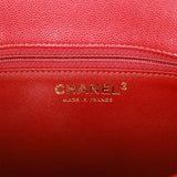 Chanel Flap Clutch Bag Red Caviar Light Gold Hardware