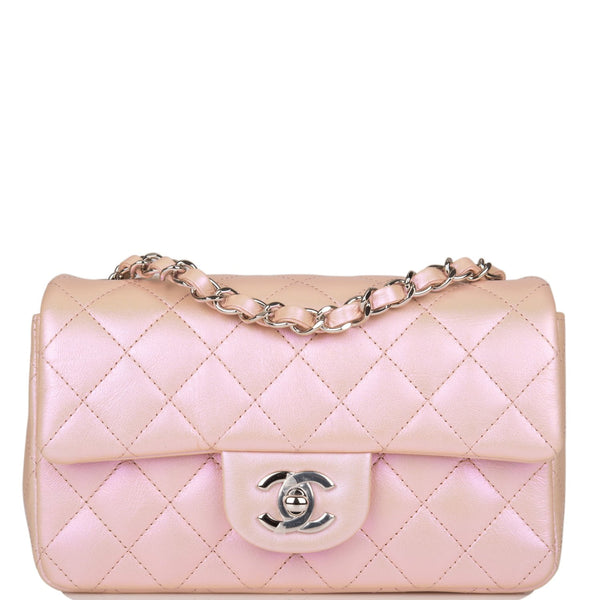 Chanel Quilted M/L Medium Double Flap Bag Iridescent Pink Calfskin