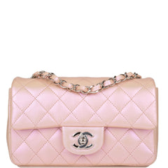 Chanel Classic Mini Rectangular 20B Purple/Green Iridescent Quilted Lambskin  with light gold hardware