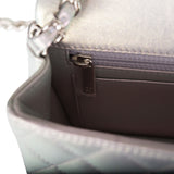 Chanel Mini Rectangular Flap Bag Purple Iridescent Quilted Lambskin Silver Hardware