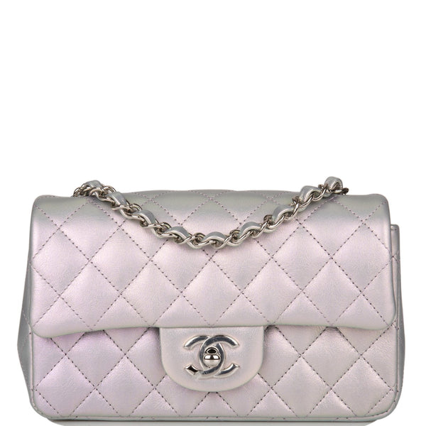 Chanel Mini Rectangular Flap Bag Purple Iridescent Quilted