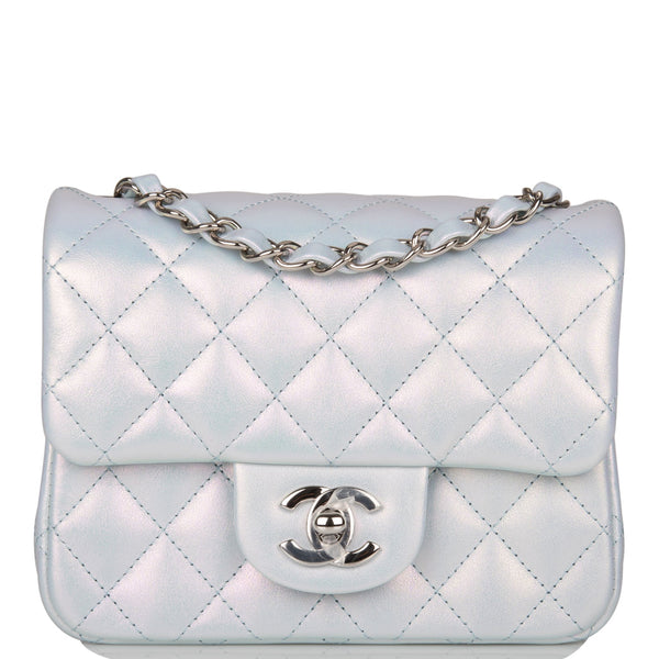 CHANEL Metallic Caviar Quilted Mini Square Flap Silver 450554