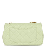 Chanel Pearl Crush Mini Rectangular Flap Bag Green Lambskin Antique Gold Hardware