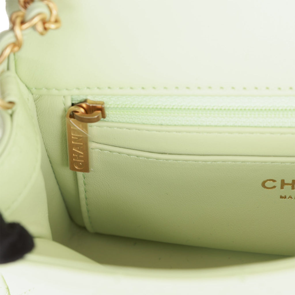 Chanel 21B Classic Mini Square Pearl Crush Lambskin Quilted Flap Bag White  NIB!!