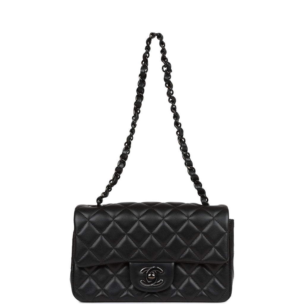 Chanel Classic Black New Mini Flap Bag Quilted Lambskin - Ākaibu Store