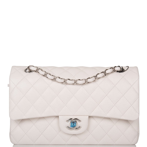 CHANEL Caviar Quilted Medium Double Flap White 1277997