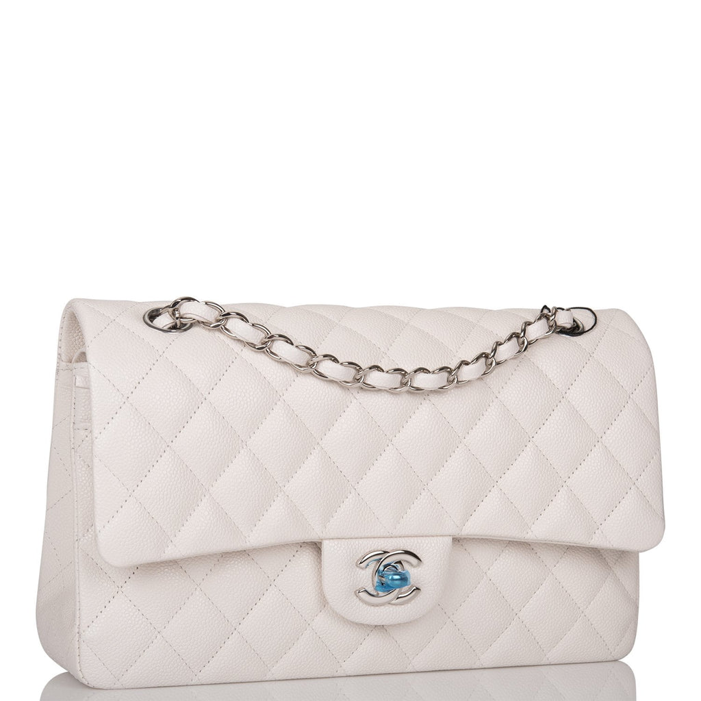 Chanel - Small Classic Flap Bag - White Caviar CGHW - Brand New | Bagista