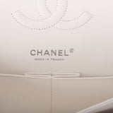 Chanel White Quilted Caviar Medium Classic Double Flap Bag Silver Hardware
