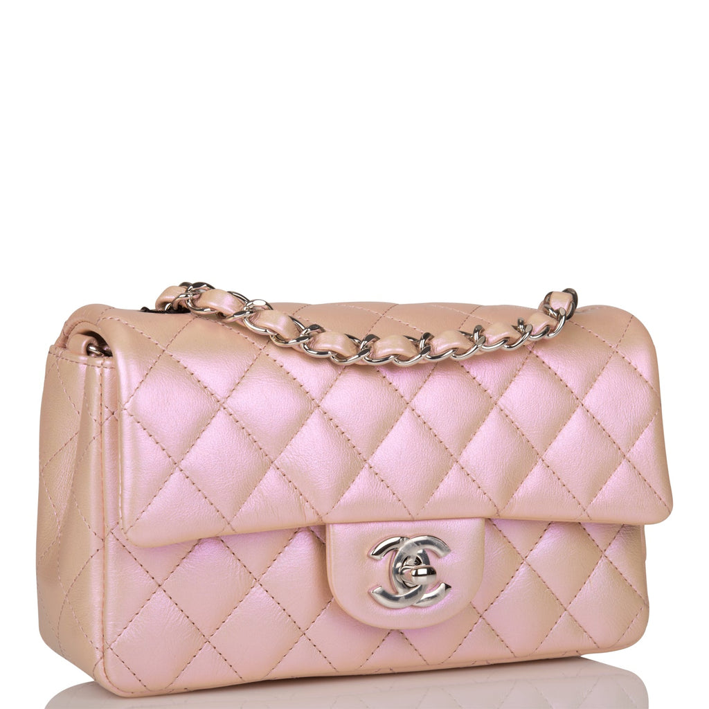 Chanel Quilted Mini Rectangular Flap Iridescent Blue Green Aged