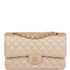 Chanel Medium Classic Double Flap Bag Gold Iridescent Caviar Antique Gold Hardware
