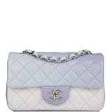 Chanel Mini Rectangular Flap Bag Blue Metallic Ombre Lambskin Silver Hardware