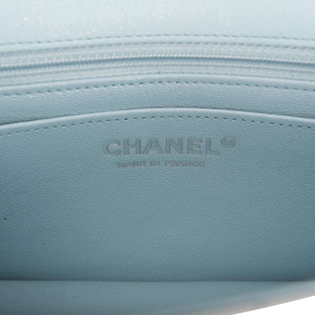 CHANEL NEW Ombre Blue Purple Lambskin Silver Small Mini Flap Shoulder Bag  For Sale at 1stDibs