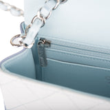 Chanel Mini Rectangular Flap Bag Blue Metallic Ombre Lambskin Silver Hardware