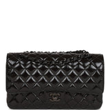 Chanel Medium Classic Double Flap Bag SO Black Crumpled Calfskin Black Hardware